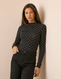 Black Polka Dot Ruched Top