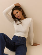 Cream Pointelle Long Sleeve Top