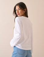 White Relaxed Fit Long Sleeve Top