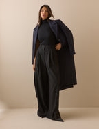 Black Ribbed Roll-Neck Jersey Top