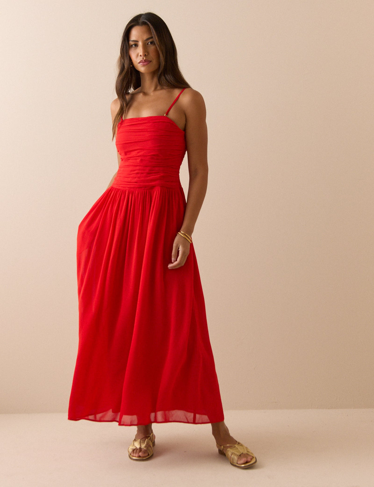 Red Bandeau Alice Midi Dress