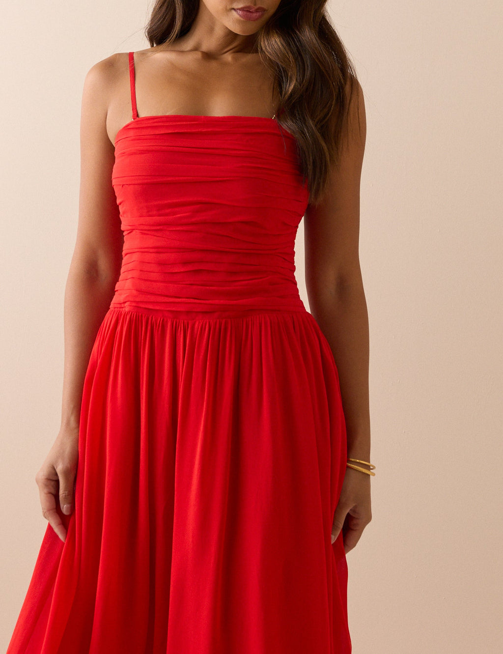 Red Bandeau Alice Midi Dress