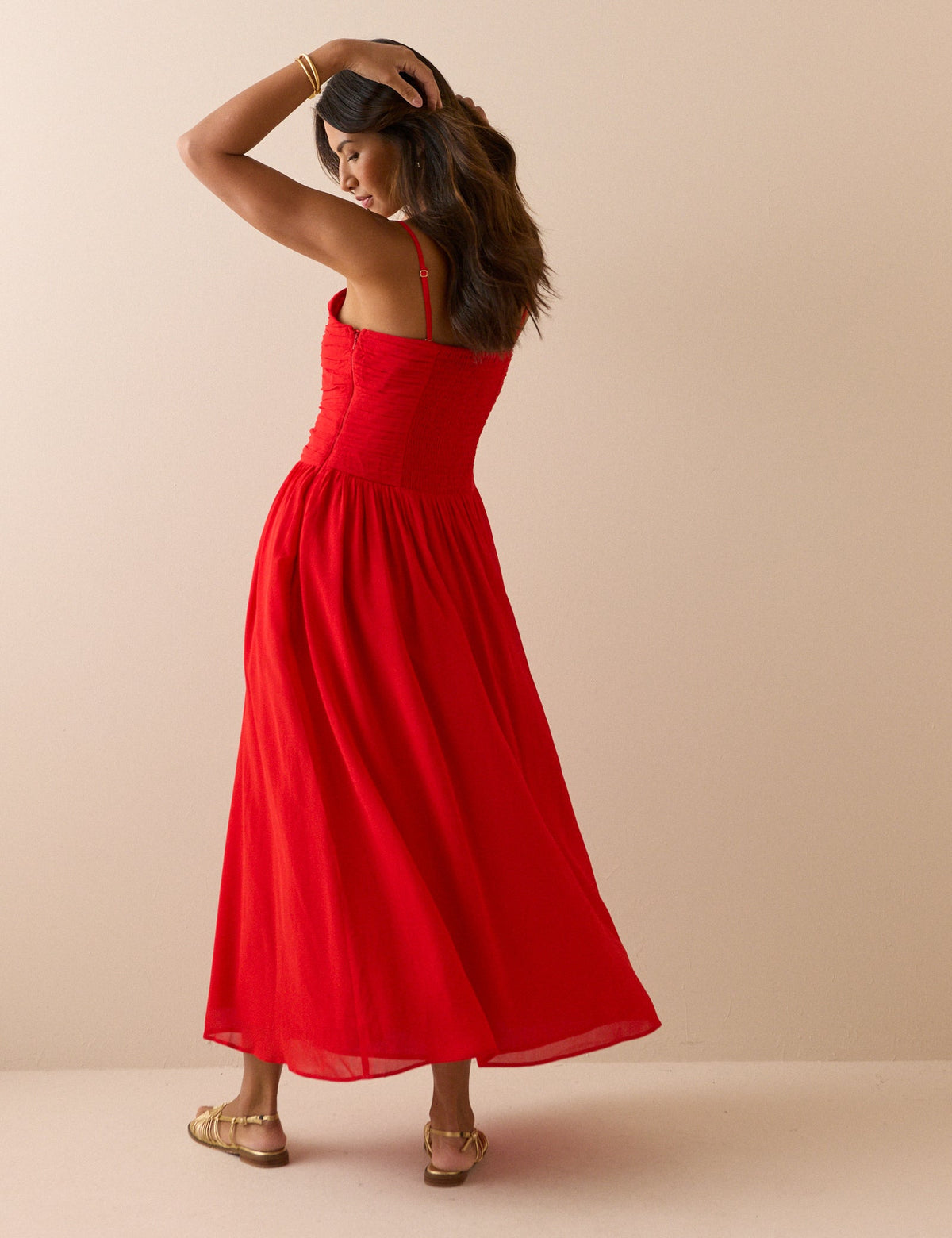 Red Bandeau Alice Midi Dress