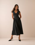Black Panelled Jersey Winnie Midi Dress