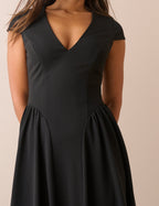 Black Panelled Jersey Winnie Midi Dress