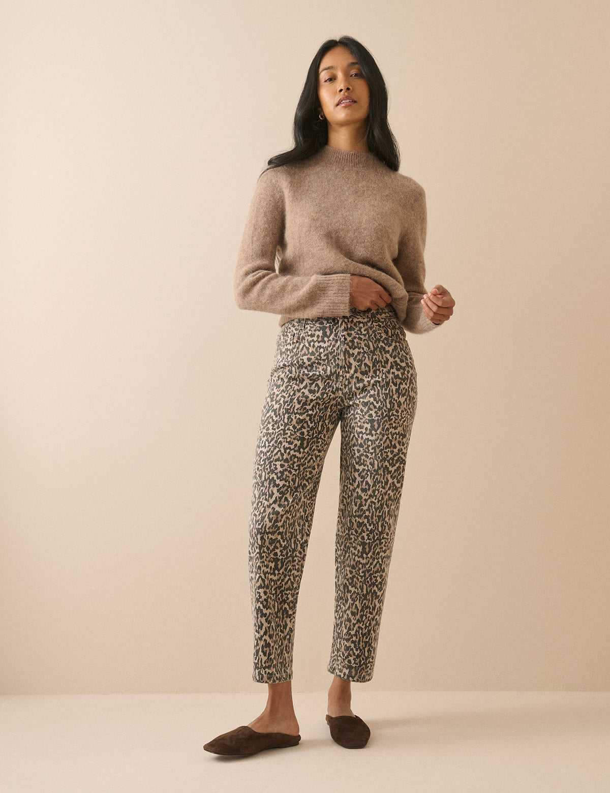Leopard Print High Rise Camden Tapered Jeans