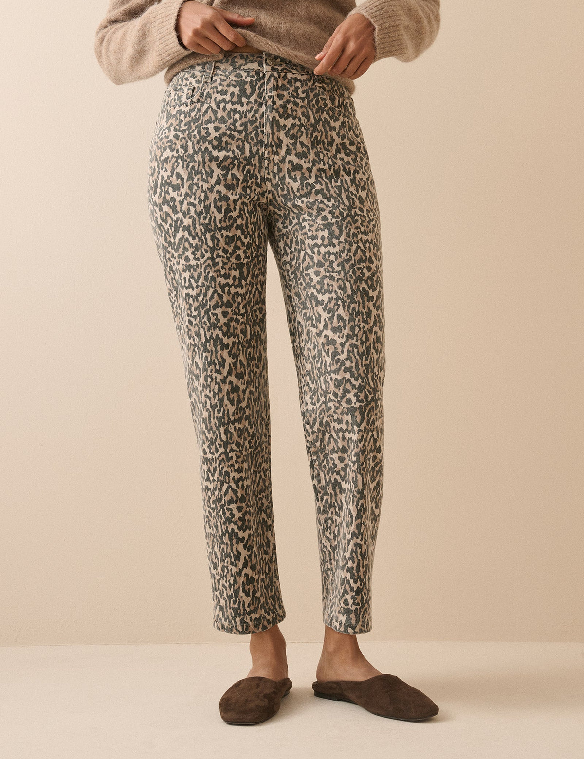 Leopard Print High Rise Camden Tapered Jeans