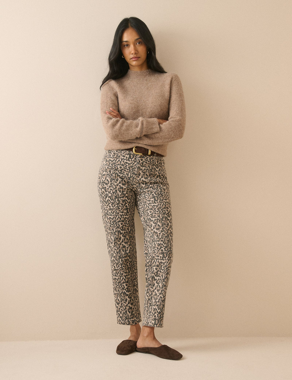 Leopard Print High Rise Camden Tapered Jeans