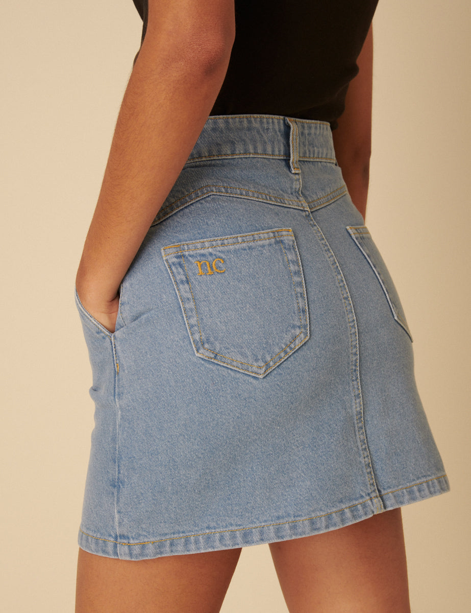 Blue Denim Western Mini Skirt
