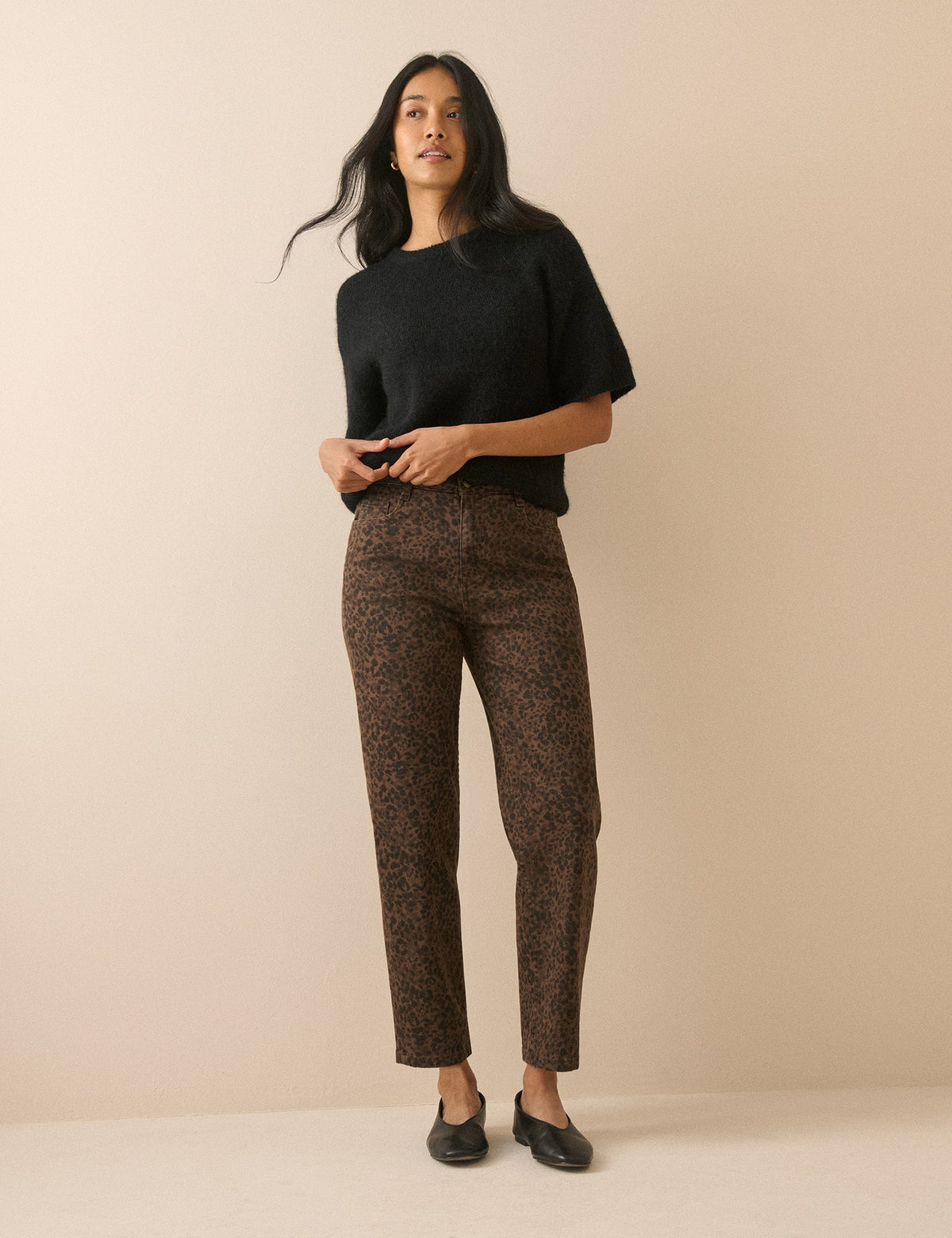 Leopard Print High Rise Camden Tapered Jeans