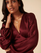 Burgundy Satin Allura Midi Dress
