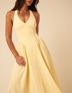 Butter Yellow Amie Halterneck Midi Dress