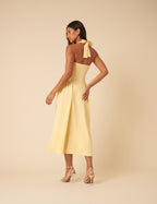 Butter Yellow Amie Halterneck Midi Dress