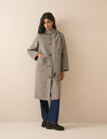 Brown Houndstooth Reversible Scarf Coat