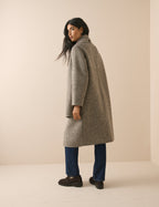Brown Houndstooth Reversible Scarf Coat