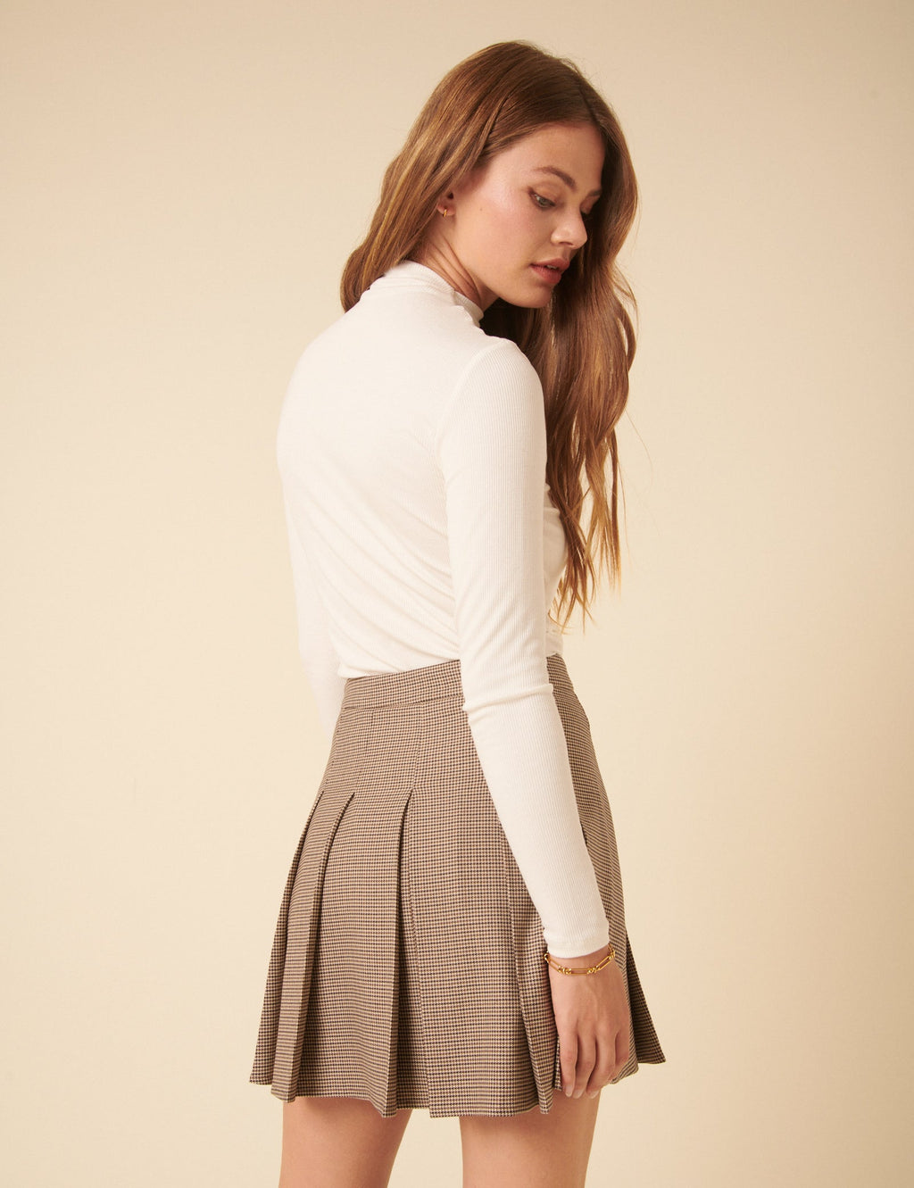 Brown Heritage Check Pleated Mini Skirt