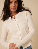 White Pointelle Cardigan