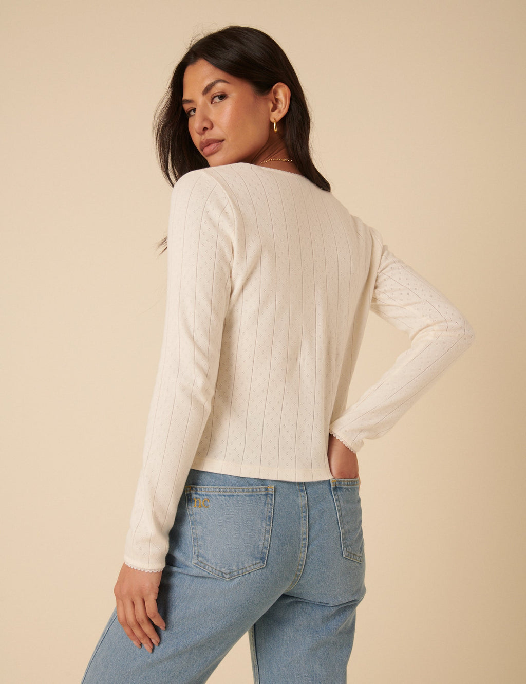 White Pointelle Cardigan