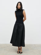 Naia Drop Waist Sleeveless Midaxi Dress - Black