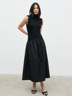 Naia Drop Waist Sleeveless Midaxi Dress - Black
