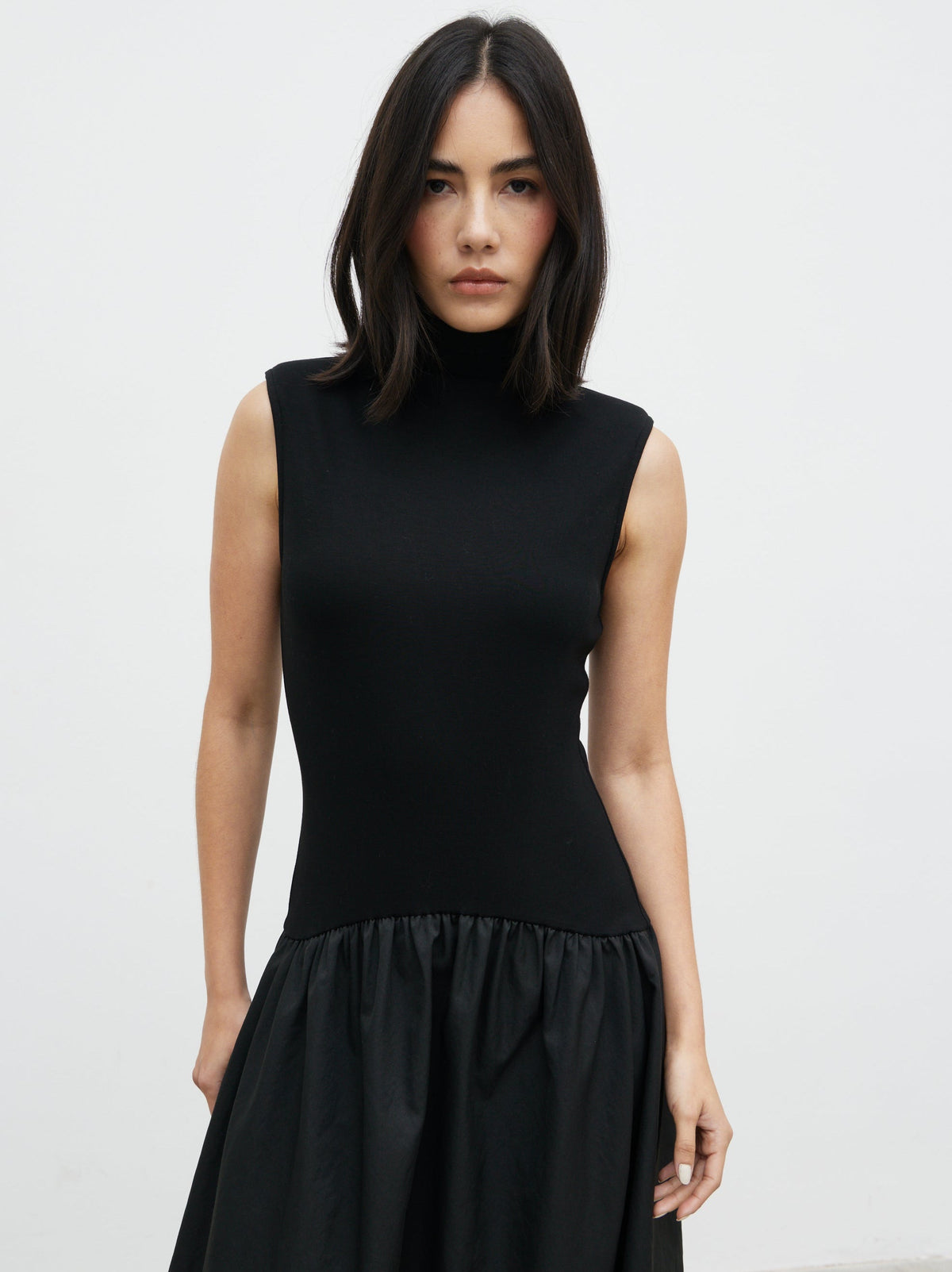 Naia Drop Waist Sleeveless Midaxi Dress - Black