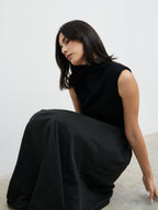 Naia Drop Waist Sleeveless Midaxi Dress - Black