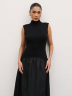 Naia Drop Waist Sleeveless Midaxi Dress - Black
