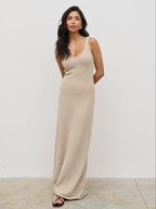 Nora Boucle Knit Maxi Dress - Stone