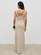 Nora Boucle Knit Maxi Dress - Stone
