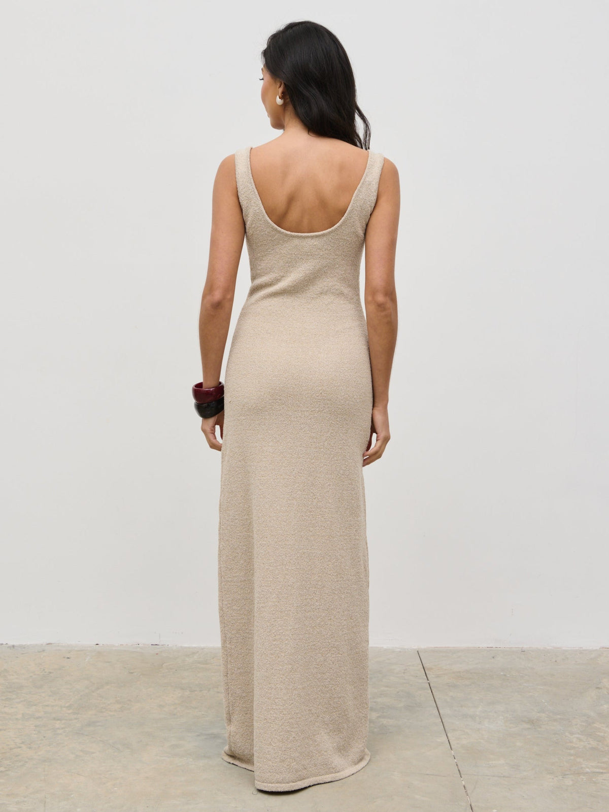 Nora Boucle Knit Maxi Dress - Stone