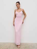 Ola Sweetheart Frill Maxi Dress - Peony Pink