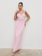 Ola Sweetheart Frill Maxi Dress - Peony Pink