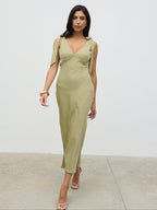 Piper Tie Midaxi Dress - Olive