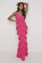 Piper Ruffle Maxi Dress - Fuchsia