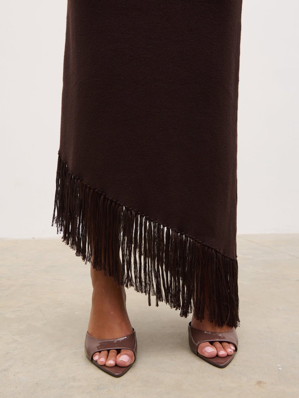 Polly Fringe Knit Maxi Skirt - Chocolate
