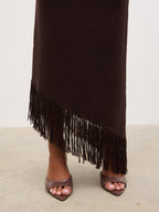 Polly Fringe Knit Maxi Skirt - Chocolate