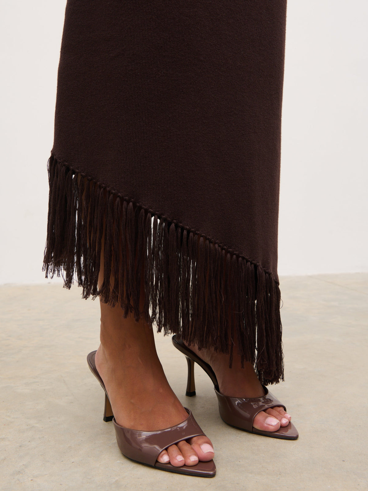 Polly Fringe Knit Maxi Skirt - Chocolate