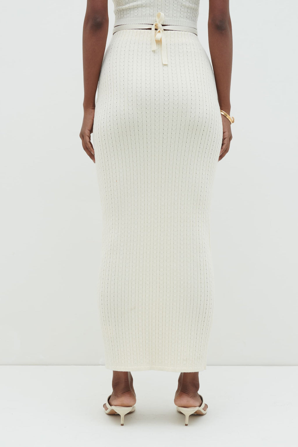 Poppy Tie Detail Knit Skirt - Cream