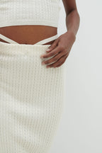 Poppy Tie Detail Knit Skirt - Cream