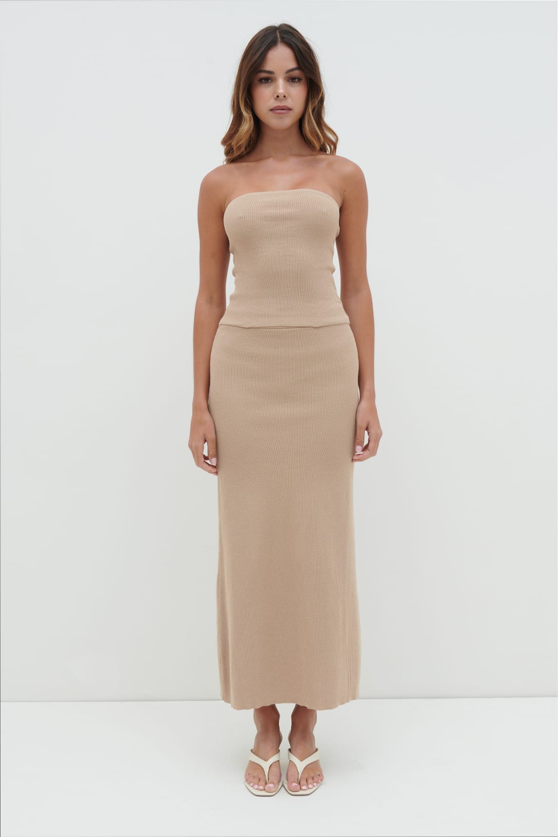 Reese Bandeau Knit Top - Beige