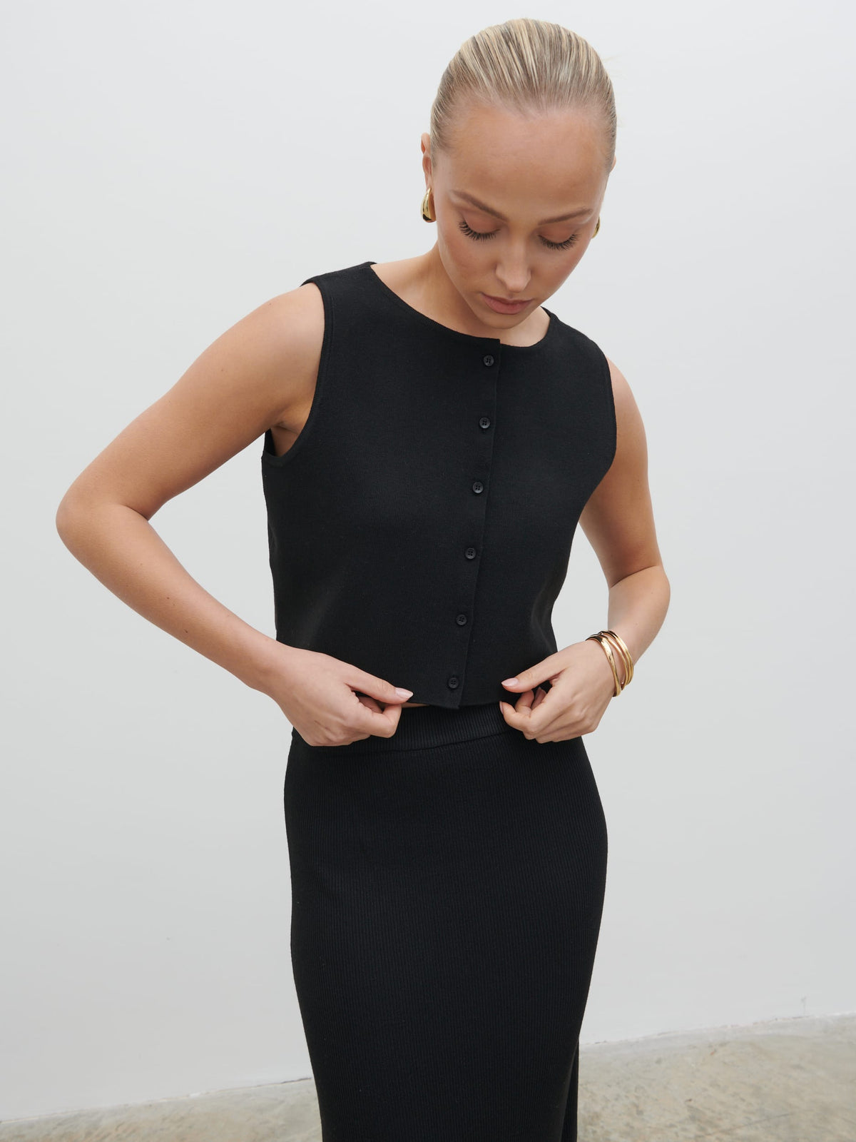 Reese Knit Waistcoat - Black