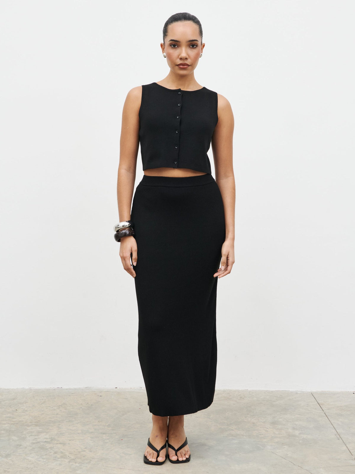 Reese Midaxi Knit Skirt - Black