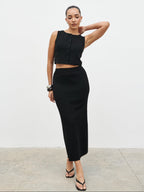 Reese Midaxi Knit Skirt - Black