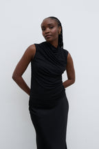 Rhea Jersey Sleeveless Top - Black