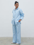 Ryleigh Cotton Poplin Shirt - Light Blue