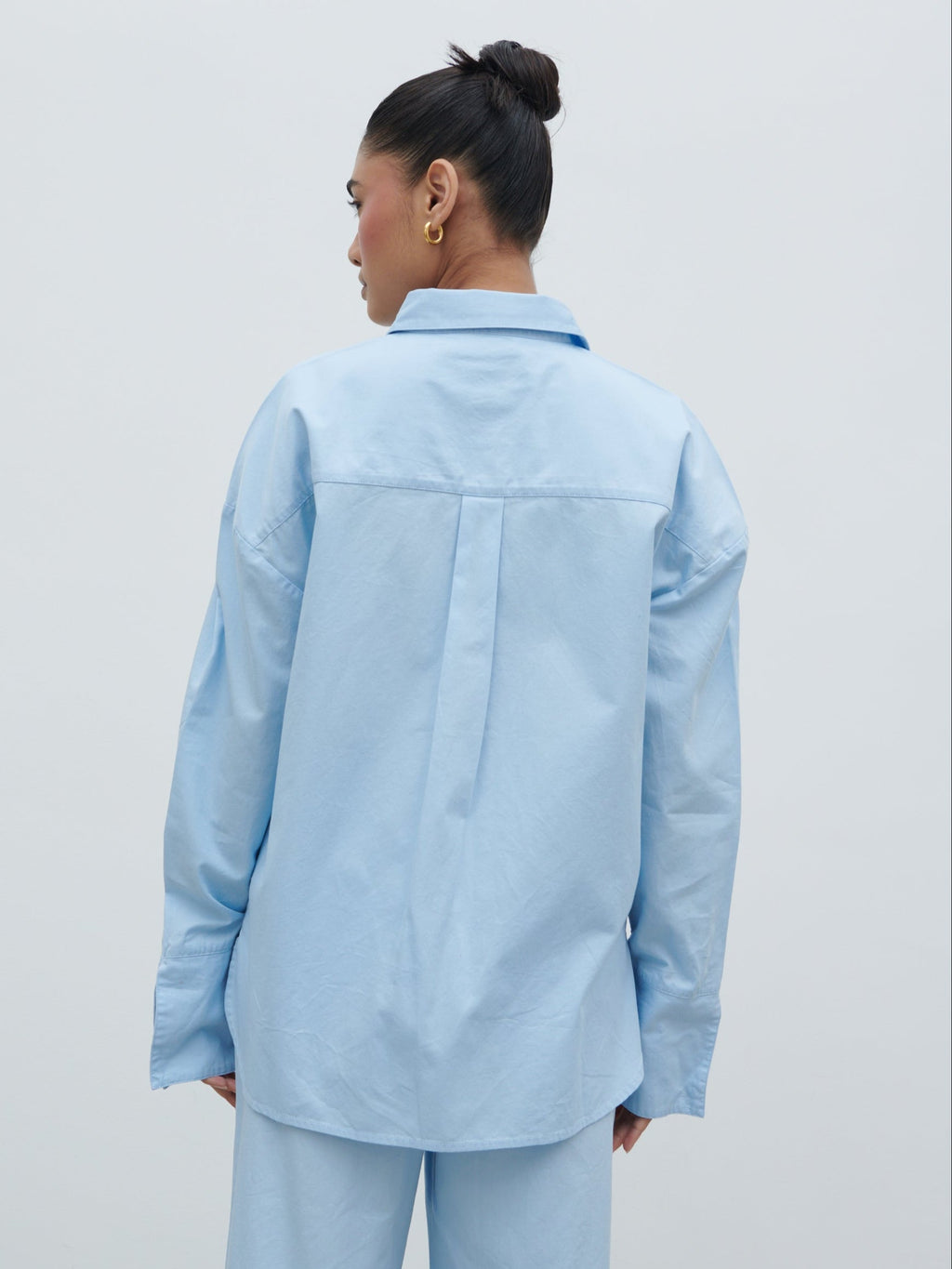 Ryleigh Cotton Poplin Shirt - Light Blue