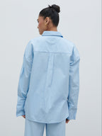 Ryleigh Cotton Poplin Shirt - Light Blue