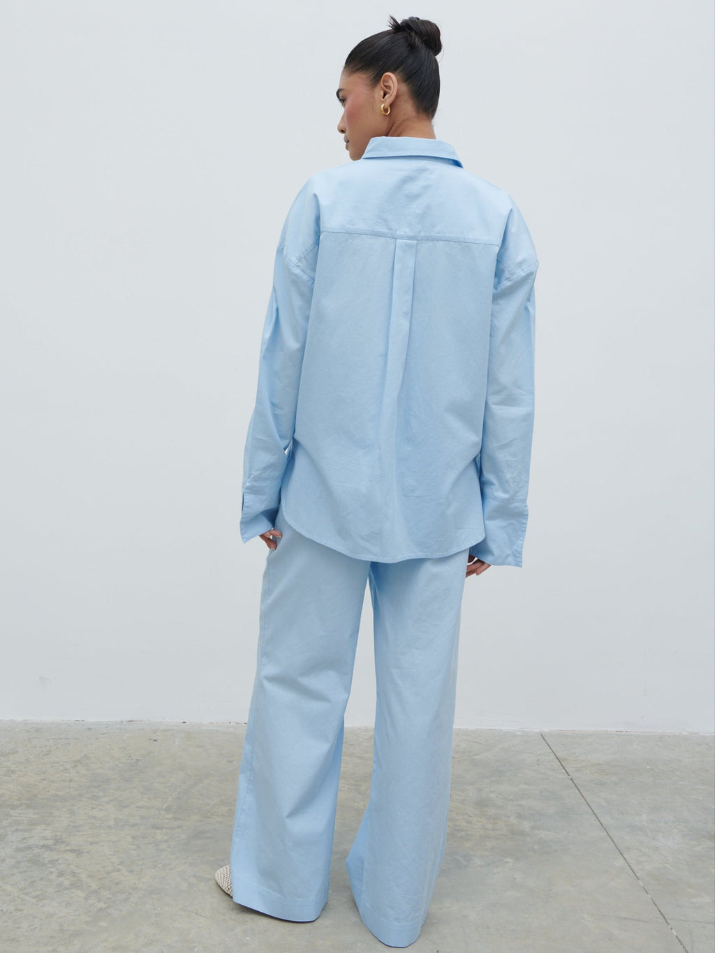 Ryleigh Cotton Poplin Shirt - Light Blue