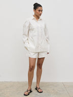 Ryleigh Cotton Poplin Shirt - White