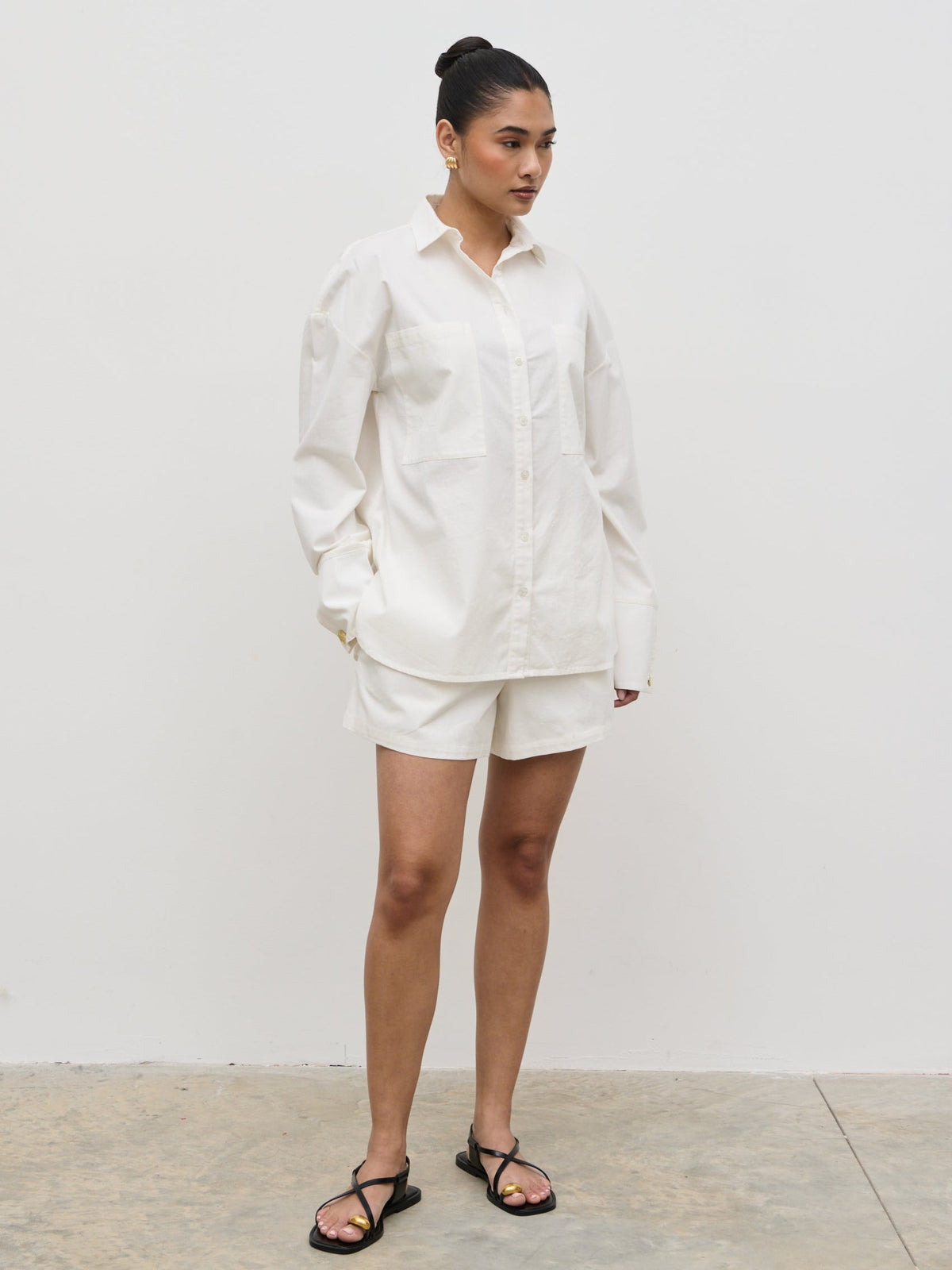 Ryleigh Cotton Poplin Shirt - White